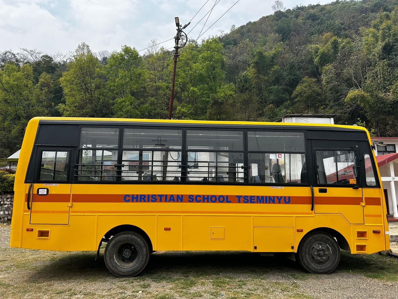 The yellow Christian School Tseminyu bus